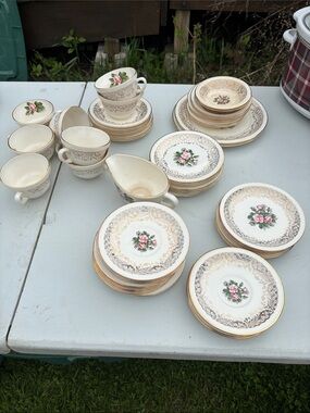 Choose any 3 Georgian China Tudor Rose 22k Gold china pieces